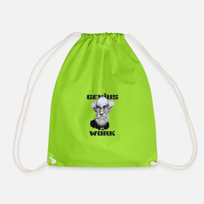 Genius at work - Drawstring Bag - neon green