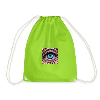 Colored Eye in Braided Net - Drawstring Bag - neon green - Front
