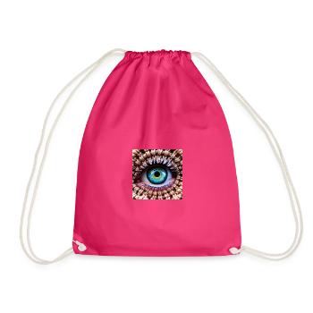 Colored Eye in Braided Net - Drawstring Bag - fuchsia - Front