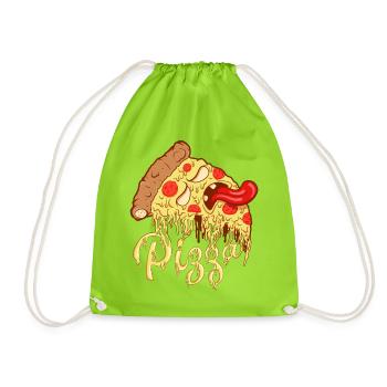 Pizza Monster - Drawstring Bag - neon green - Front