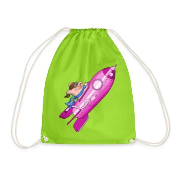 rocket - Drawstring Bag - neon green - Front
