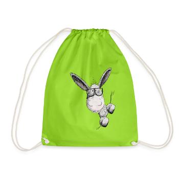 Âne avec des lunettes de soleil I motif animalier petit âne - Sac de sport léger - vert néon - Devant