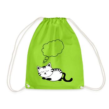 Katze KätzchenTier Comic personalisierbar Geschenk - Turnbeutel - Neongrün - Vorne