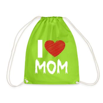 Ich liebe Mama - Turnbeutel - Neongrün - Vorne
