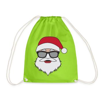 Lustige Weihnachtsmanngesicht Sonnenbrille mit - Turnbeutel - Neongrün - Vorne