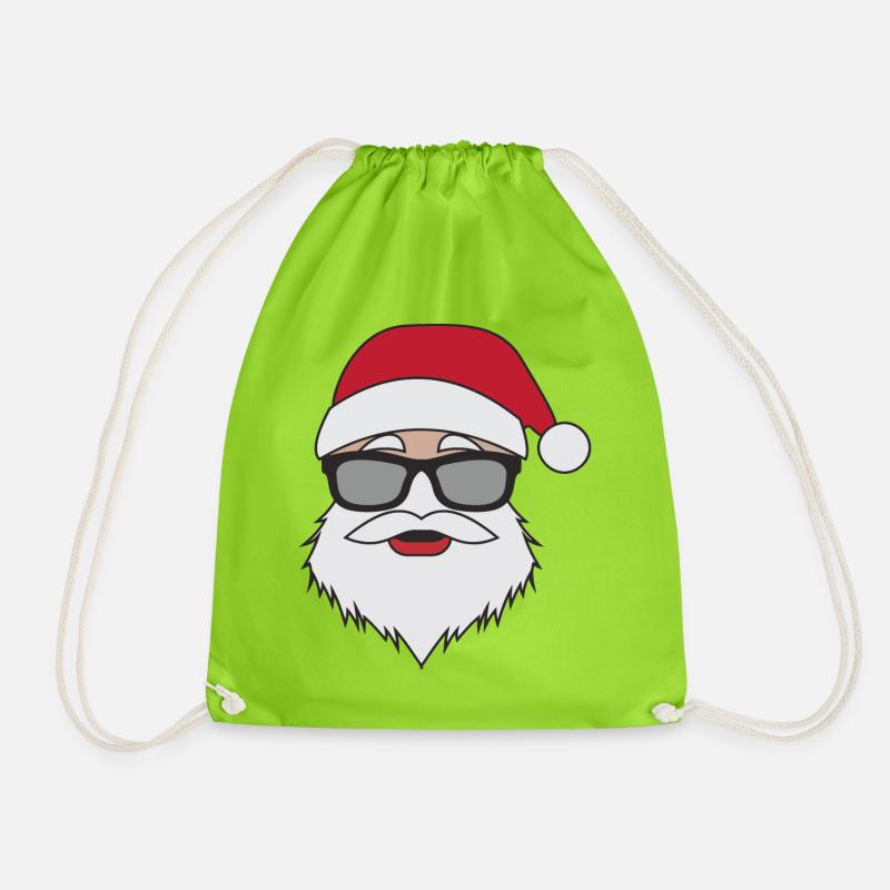 Funny Santa Claus Face Sunglasses with - Drawstring Bag - neon green