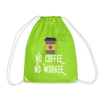 Kein Kaffee, kein Workee - Turnbeutel - Neongrün - Vorne