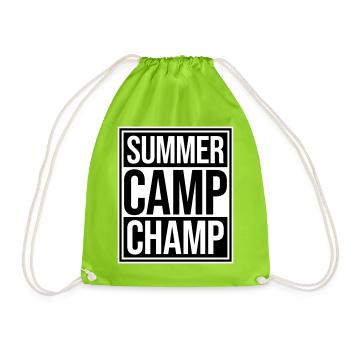 Summer Camp Champ Fun Kids Outdoor Adventure - Drawstring Bag - neon green - Front