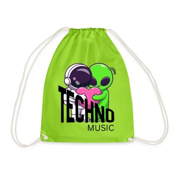 Cosmic Friends Heart Hug - Drawstring Bag - neon green - Front