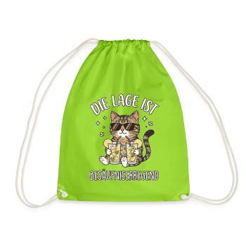 Lustige Katze Katzenmotiv Sommerdrink Katzenhumor - Turnbeutel - Neongrün - Vorne