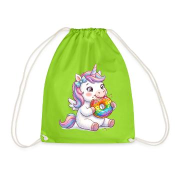 Einhorn mit Donut NeonMane - Turnbeutel - Neongrün - Vorne