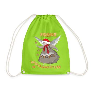 Frohe Weihnachten - Turnbeutel - Neongrün - Vorne