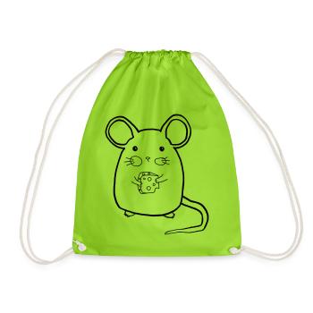 Mouse with cheese - Drawstring Bag - neon green - Front