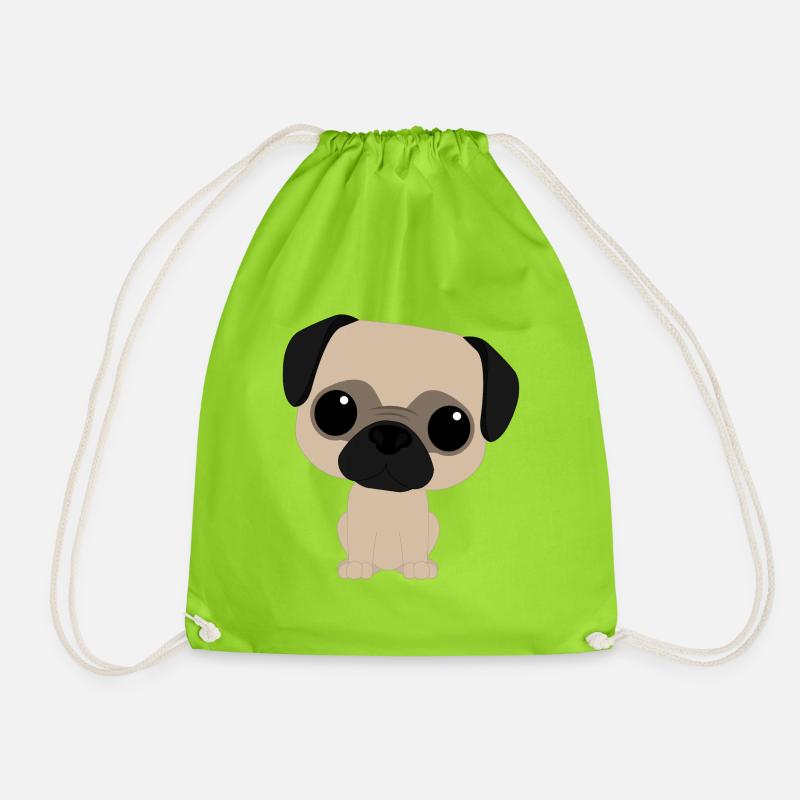mopsiger Mops. Mops - Turnbeutel - Neongrün