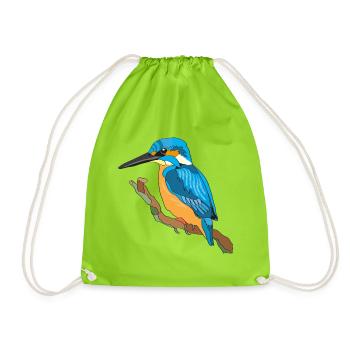 Eisvogel, Kingfisher - Turnbeutel - Neongrün - Vorne