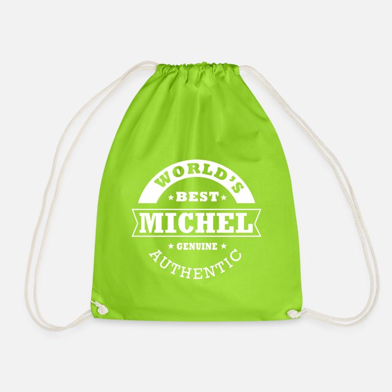 Michel world s best gift first name michel - Drawstring Bag - neon green