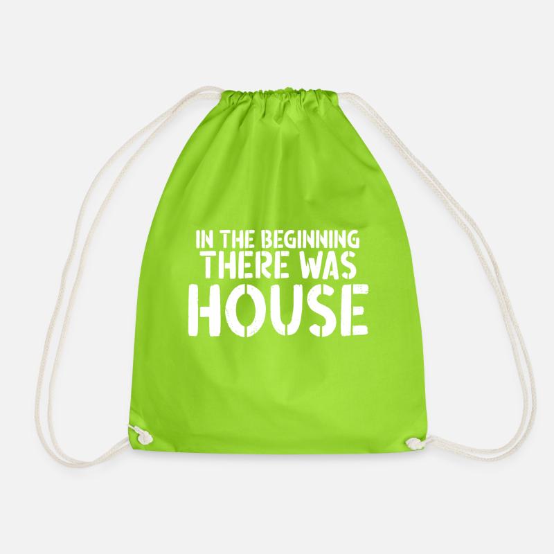 In The Begining - Drawstring Bag - neon green