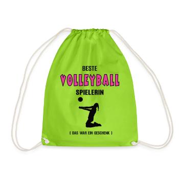 Volleyball Spielerin Beste Volleyballerin Geb Jubi - Turnbeutel - Neongrün - Vorne