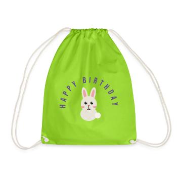 HAPPY BIRTHDAY. HAPPY BIRTHDAY. ANNIVERSARY. - Drawstring Bag - neon green - Front
