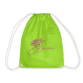 Be Happy Floral Lettering - Drawstring Bag - neon green - Front
