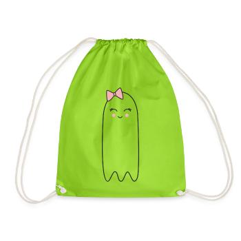 Fantôme avec un nœud rose – Un joli design d’Halloween - Sac de sport léger - vert néon - Devant