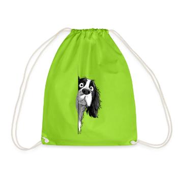 Peeking Cavalier Spaniel Süßer Hundeliebhaber Merch 2 - Turnbeutel - Neongrün - Vorne
