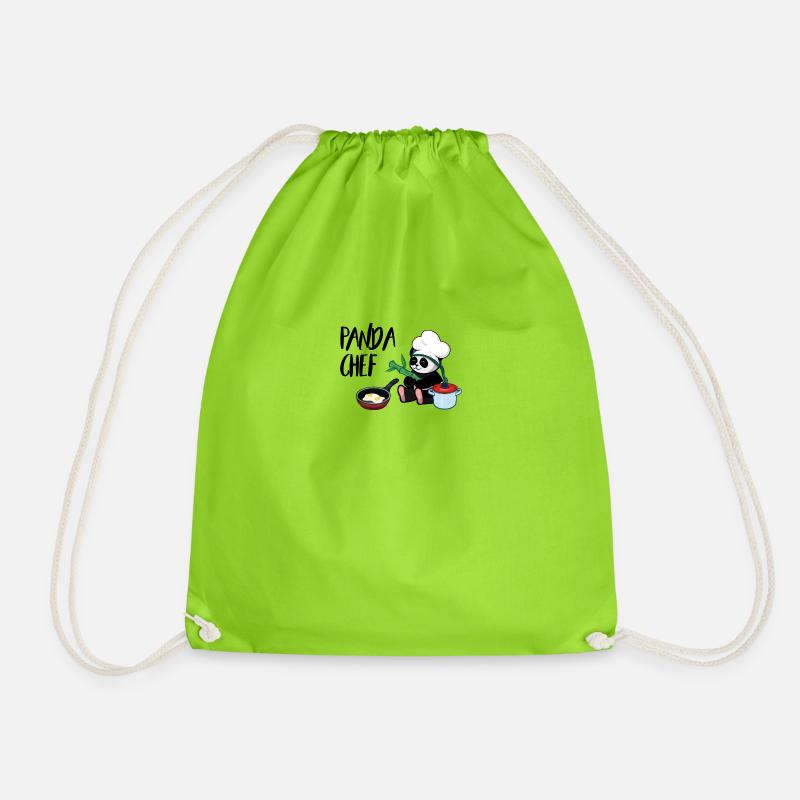 Panda cook - Drawstring Bag - neon green