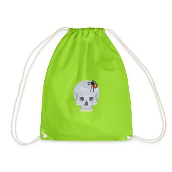Schädel mit Spinne - Turnbeutel - Neongrün - Vorne