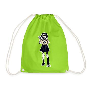 Portrait squelette d’écolière - Sac de sport léger - vert néon - Devant