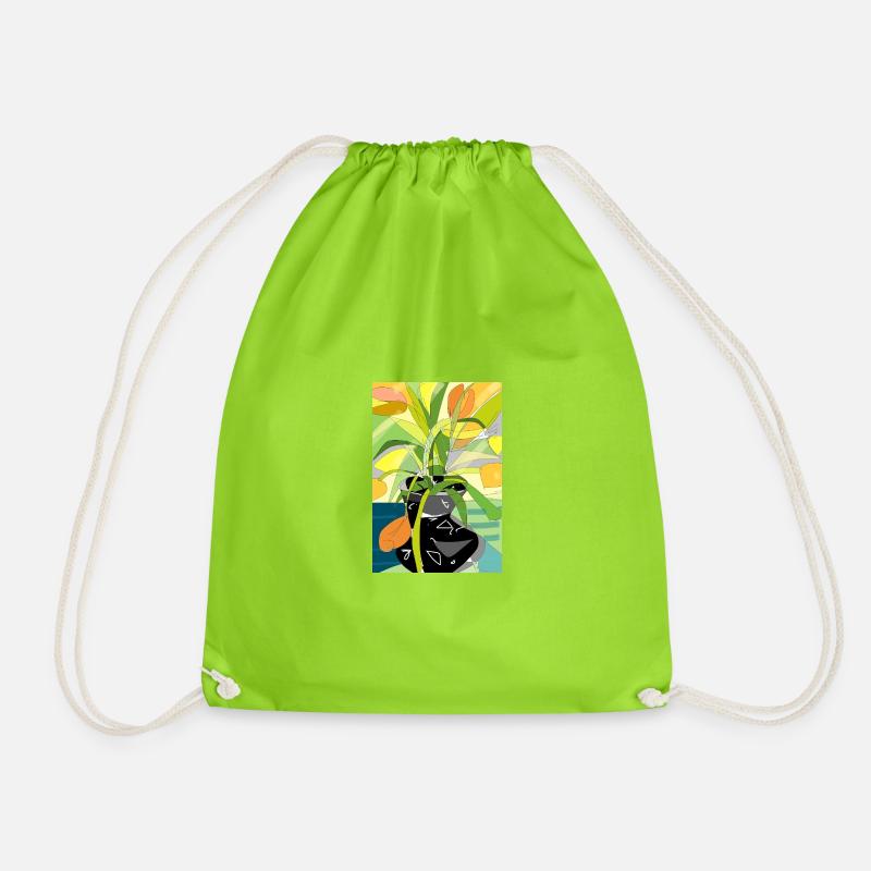 Colourful spring blossoms - Drawstring Bag - neon green