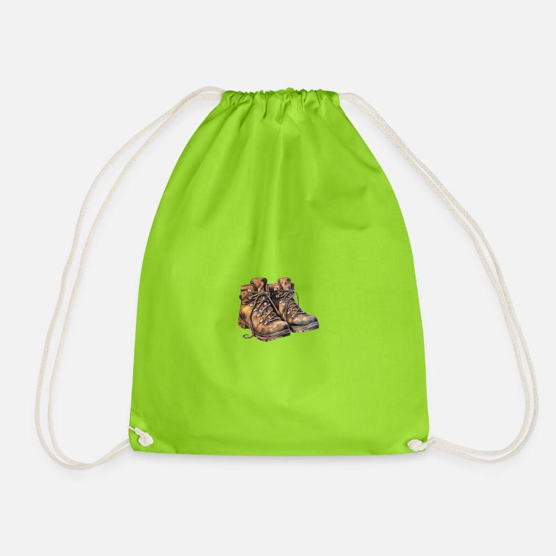 Hiking Shoes - Drawstring Bag - neon green