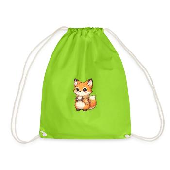 Kuschelfuchs mit Tee und Schal - Turnbeutel - Neongrün - Vorne