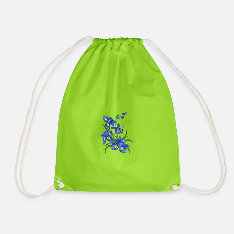 Blaue Lilien - Turnbeutel - Neongrün