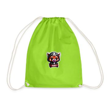 Panda bébé en capuche noir - Sac de sport léger - vert néon - Devant