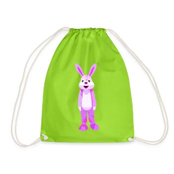 Lila Hase Cartoonfigur Motiv - Turnbeutel - Neongrün - Vorne