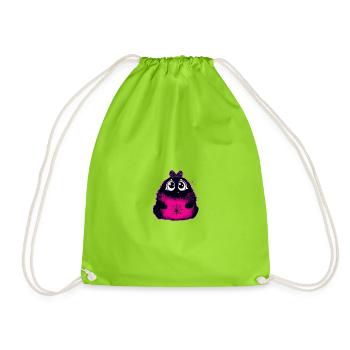 Kawaii Flauschmonster mit Netzbauch - Turnbeutel - Neongrün - Vorne