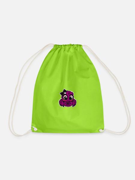Lila Panda mit Spinnenweb - Turnbeutel - Neongrün