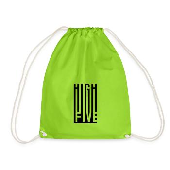 HIGH FIVE. SLAP HANDS. - Drawstring Bag - neon green - Front