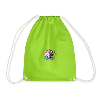 Pastel Goth Bunny Meets Grim Reaper Pixel Art - Drawstring Bag - neon green - Front