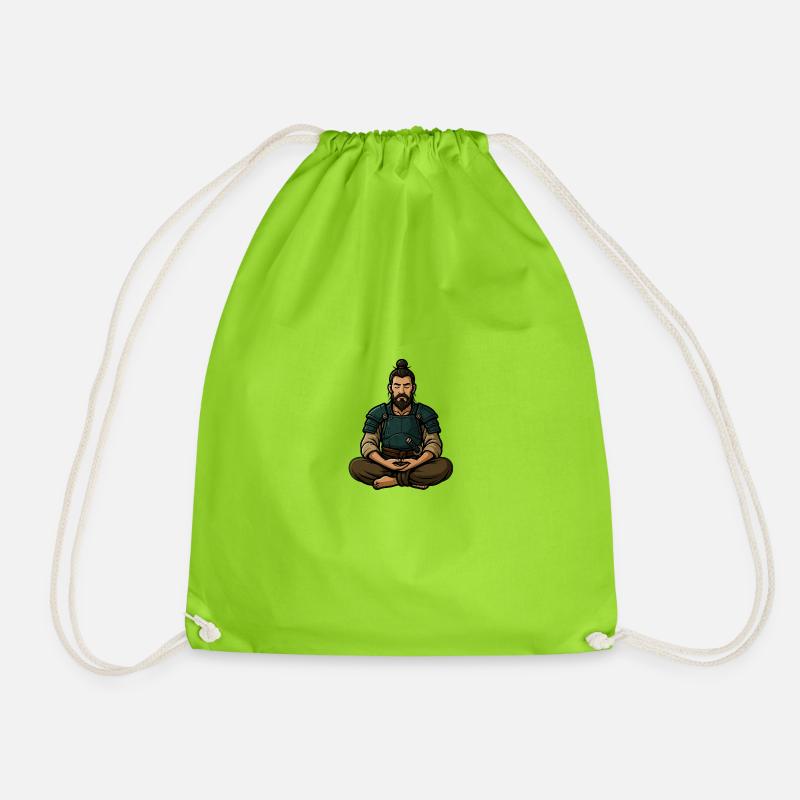 Zen Samurai – Strength through inner peace - Drawstring Bag - neon green