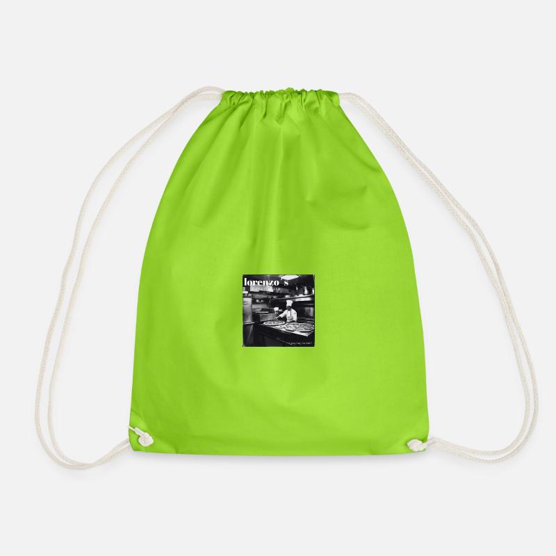 Lorenzo's Pizza Logo - Drawstring Bag - neon green
