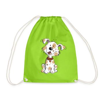 Petit chien heureux i cadeau de propriétaire de chien - Sac de sport léger - vert néon - Devant