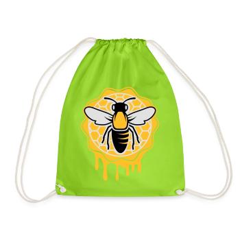 une abeille et nid d'abeille - Sac de sport léger - vert néon - Devant