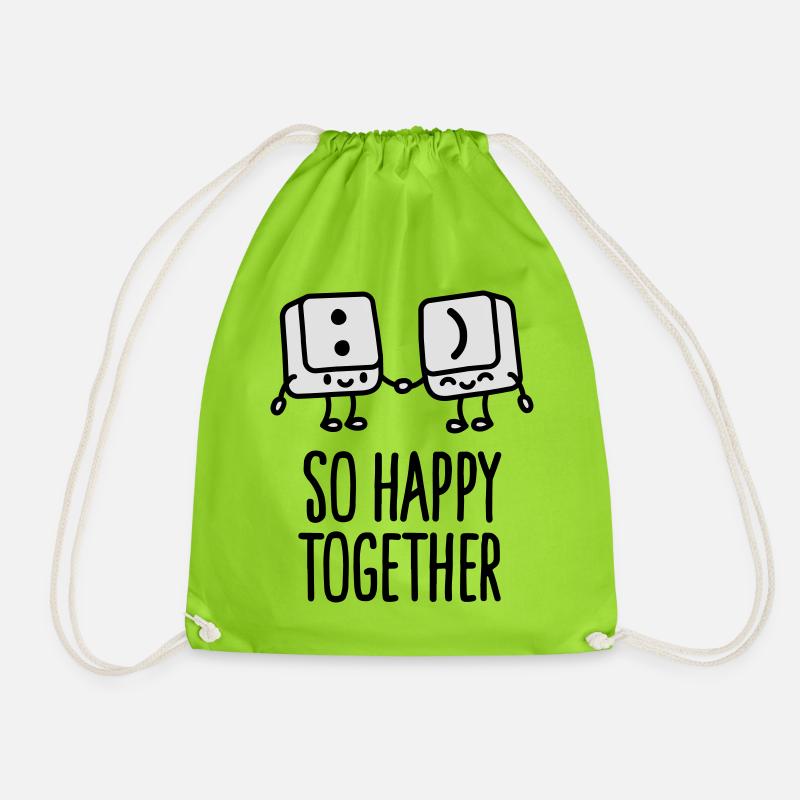 Keyboard keys smile - So happy together - Turnbeutel - Neongrün