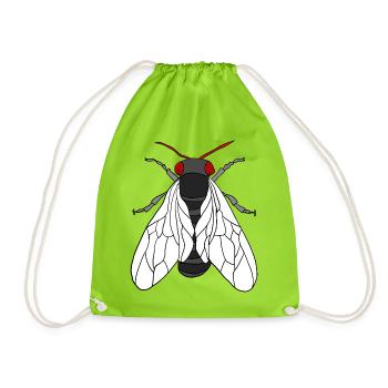 Roter Augen Fliege mit Weißen Flügeln - Turnbeutel - Neongrün - Vorne