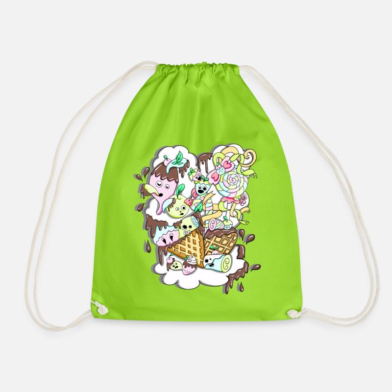 Sugar-sweet chocolate-sugar fun - Drawstring Bag - neon green