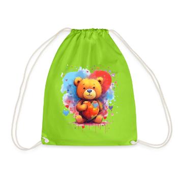 Love is a Bear Necessity - Drawstring Bag - neon green - Front