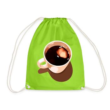 Vintage Kaffeetasse Illustration - Turnbeutel - Neongrün - Vorne