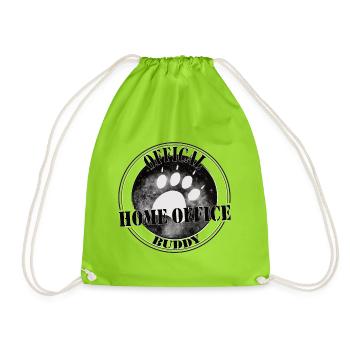 Official Home Office Buddy – Dog Design - Drawstring Bag - neon green - Front
