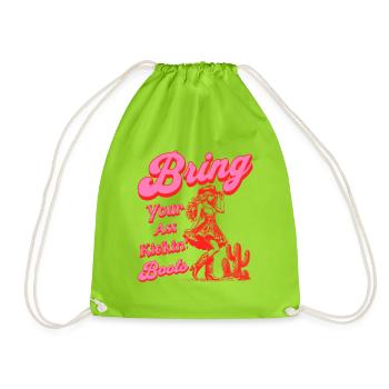 Bring Your Ass Kicking Boots Retro Cow Girl - Drawstring Bag - neon green - Front